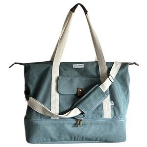 Paperboat Seafoam Weekender XL Canvas Tote Bag with Crossbody Strap